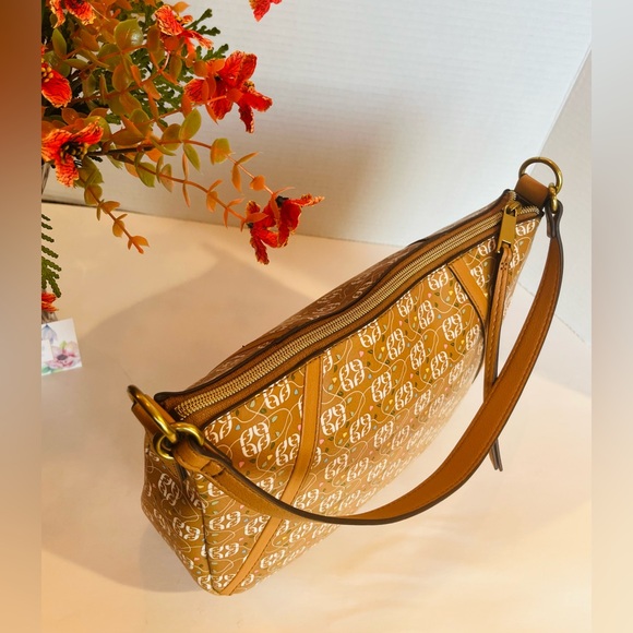 FOSSIL Top Handle SKYLER Signature Crossbody Bag Saddle/Tan Brass Hardware - Picture 3 of 16